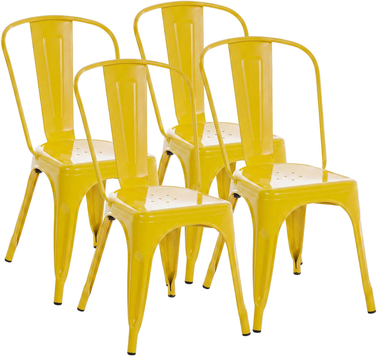 Set van 4 stapelstoelen Benedikt geel gelb