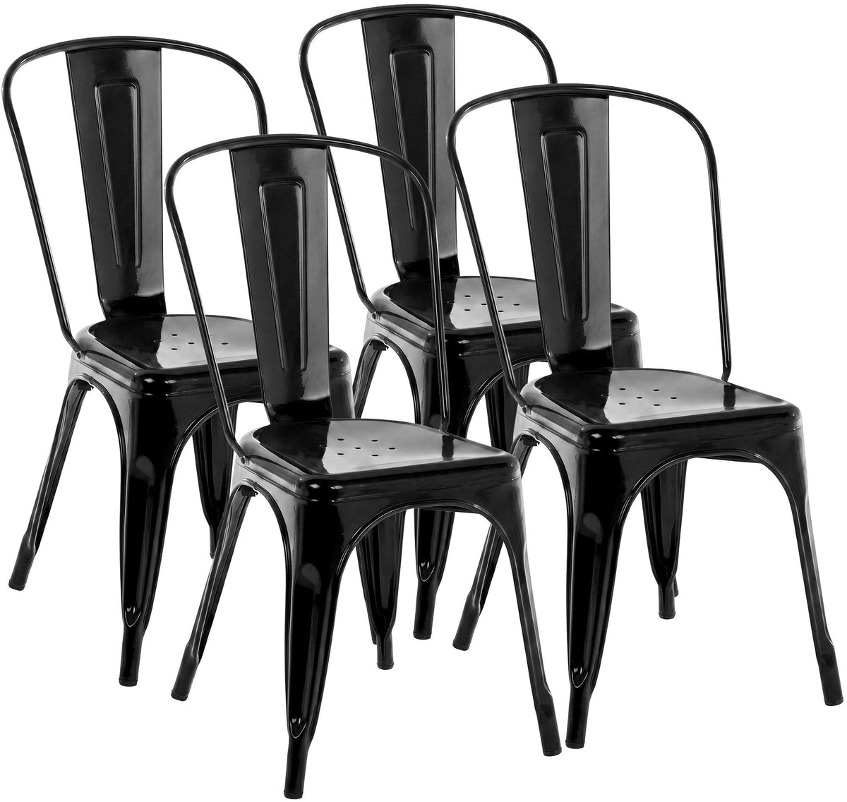 Set van 4 stapelstoelen Benedikt zwart schwarz