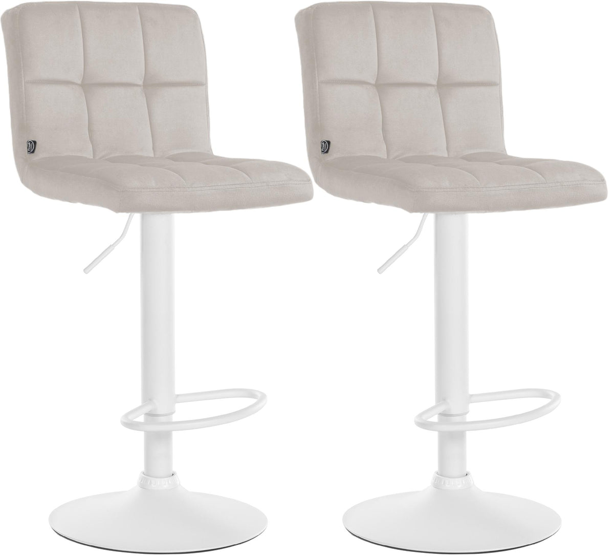 Set van 2 Barkrukken Peru Fluweel creme,wit creme
