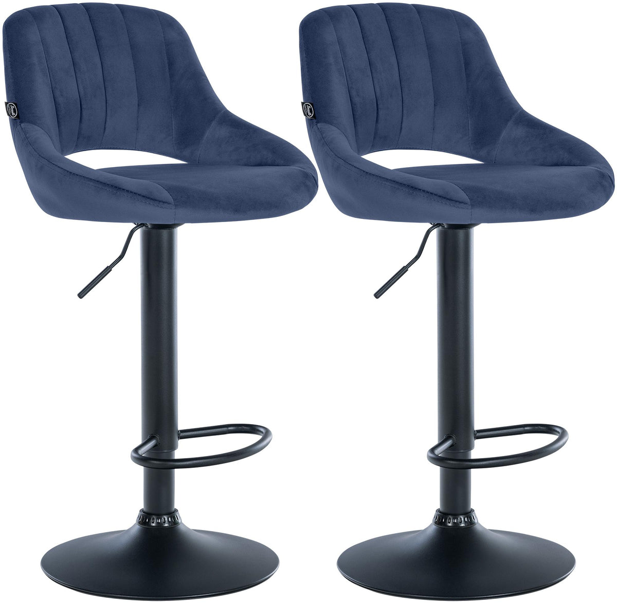 Set van 2 Barkrukken Milet Fluweel blauw,Metaal mat zwart blau