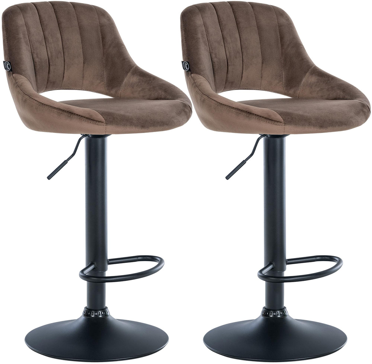 Set van 2 Barkrukken Milet Fluweel bruin,Metaal mat zwart braun
