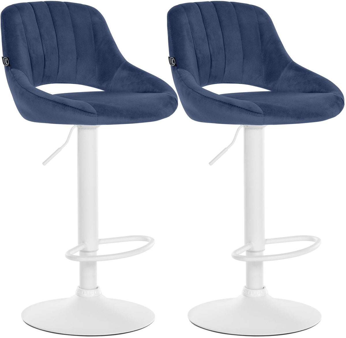 Set van 2 Barkrukken Milet Fluweel blauw,Metaal mat wit blau
