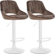 Set van 2 Barkrukken Milet Fluweel bruin,Metaal mat wit braun