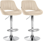 Set van 2 barkrukken Milet kunstleer creme,Metaal in chroomoptiek creme