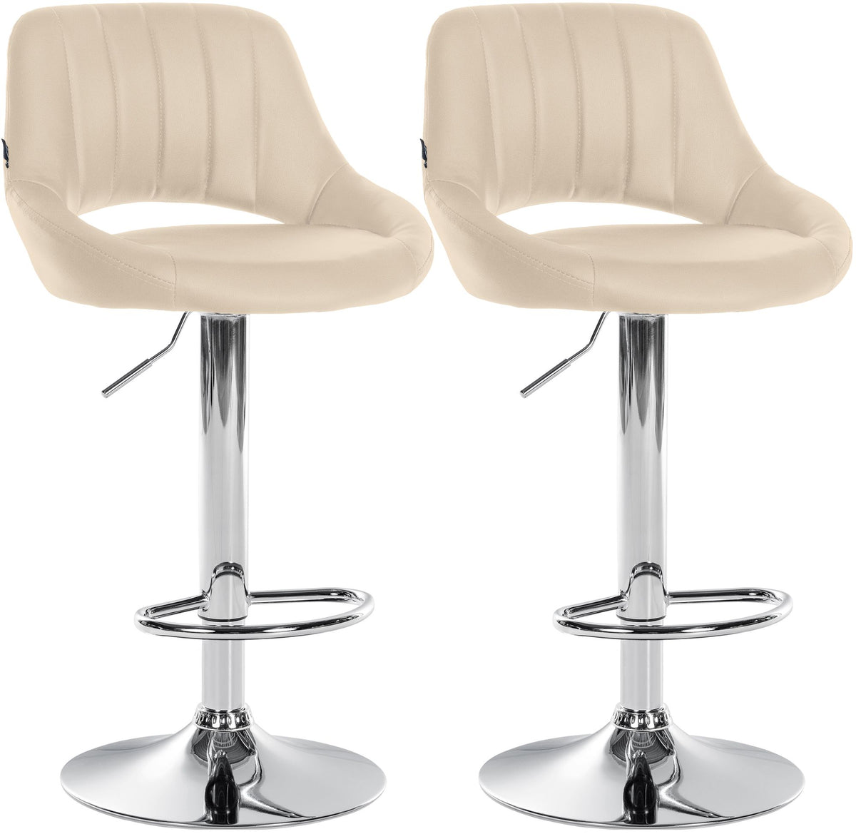 Set van 2 barkrukken Milet kunstleer creme,Metaal in chroomoptiek creme