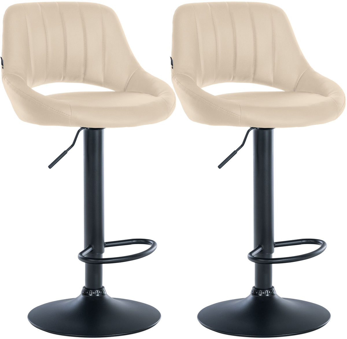 Set van 2 barkrukken Milet kunstleer creme,Metaal mat zwart creme