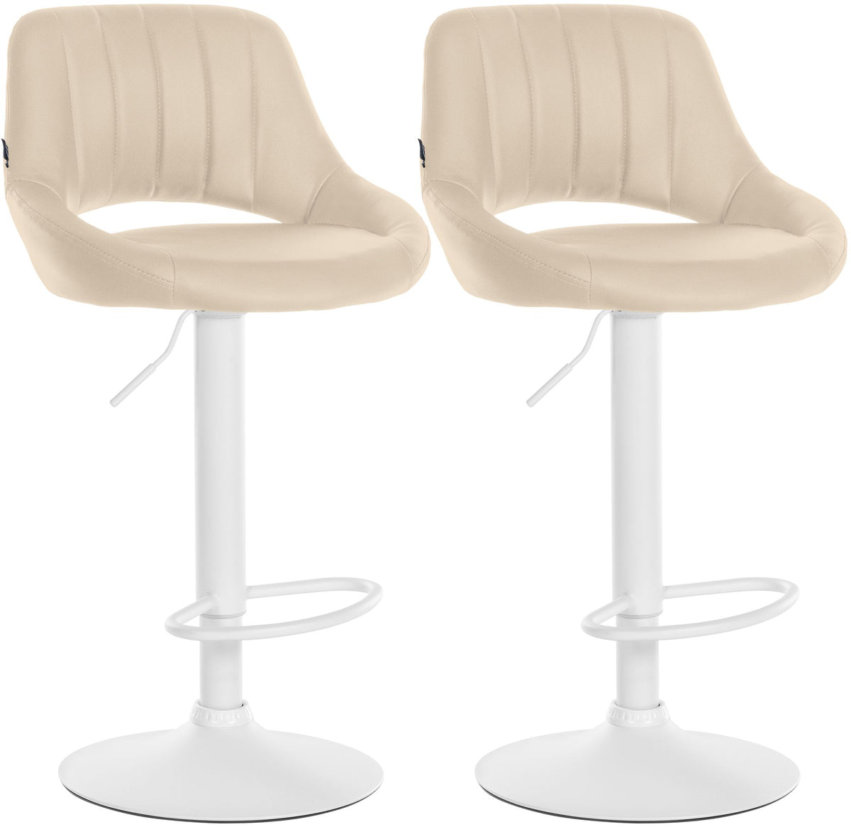 Set van 2 barkrukken Milet kunstleer creme,Metaal mat wit creme