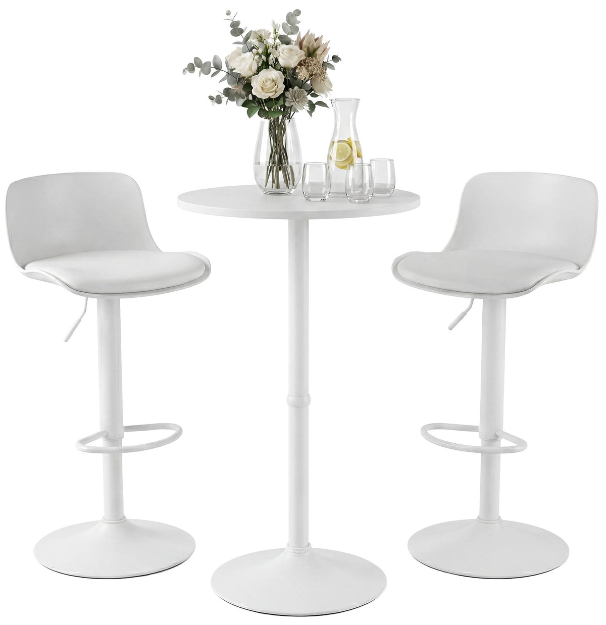 2er Bartisch Set Velor Kunstleder weiß