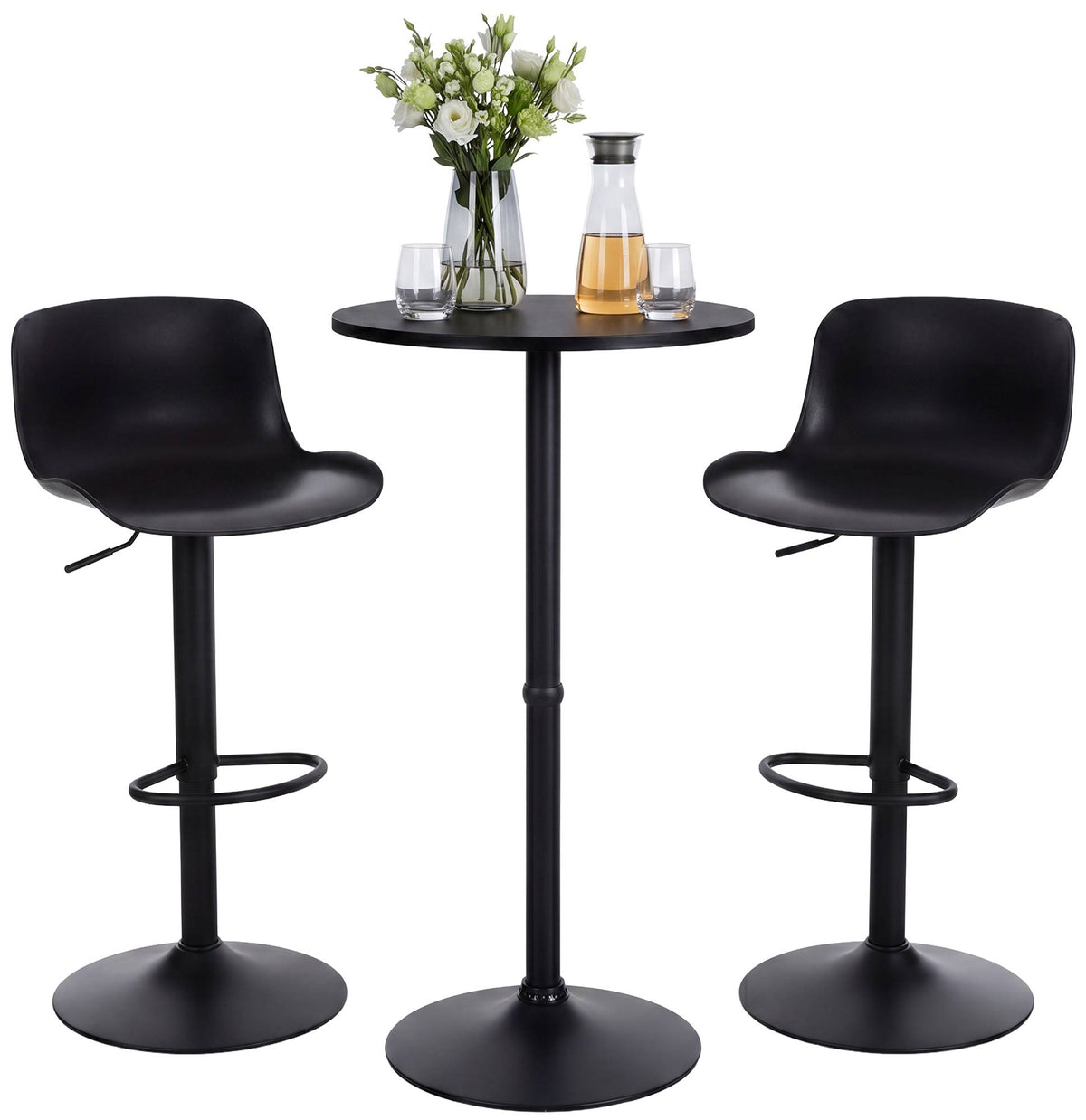 2er Bartisch Set Velor Kunststoff schwarz