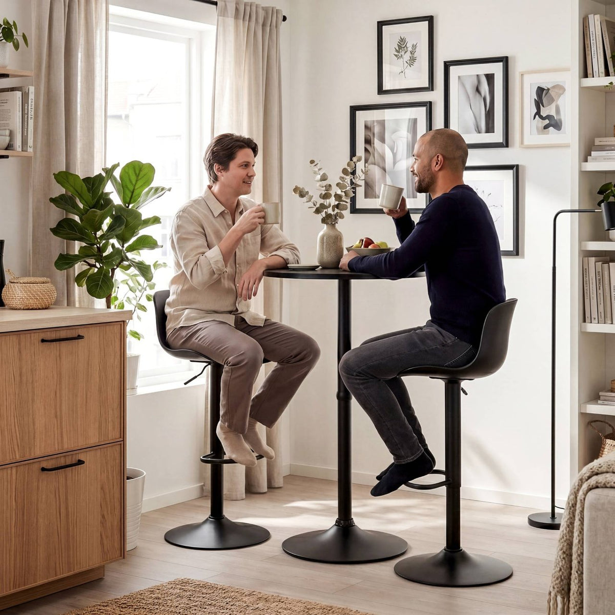 2er Bartisch Set Velor Kunststoff schwarz