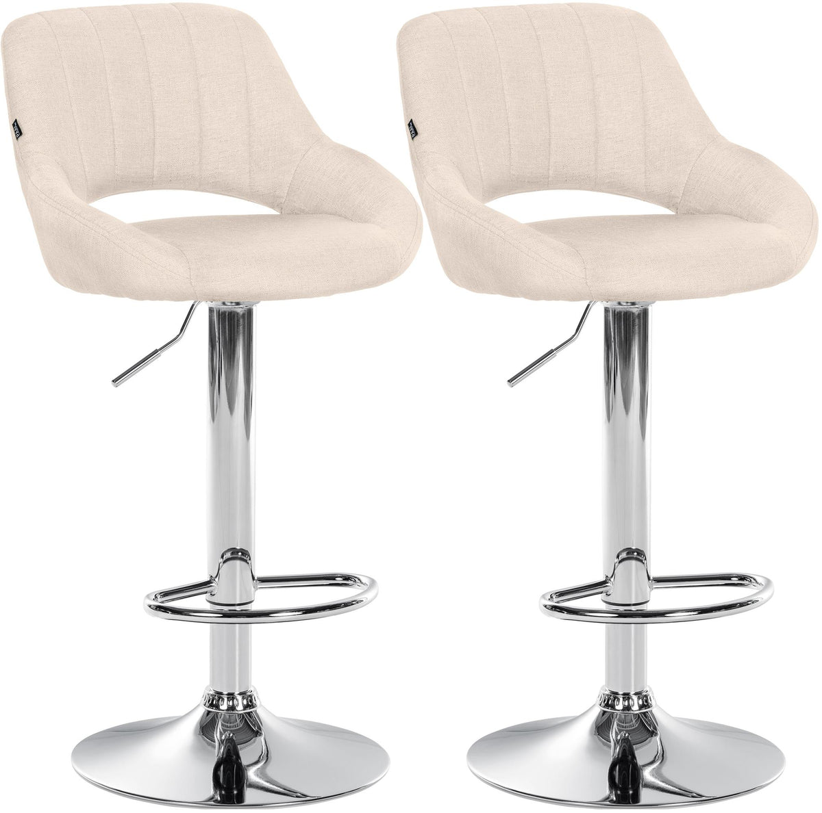 Set van 2 barkrukken Milet stof creme,Metaal in chroomoptiek creme