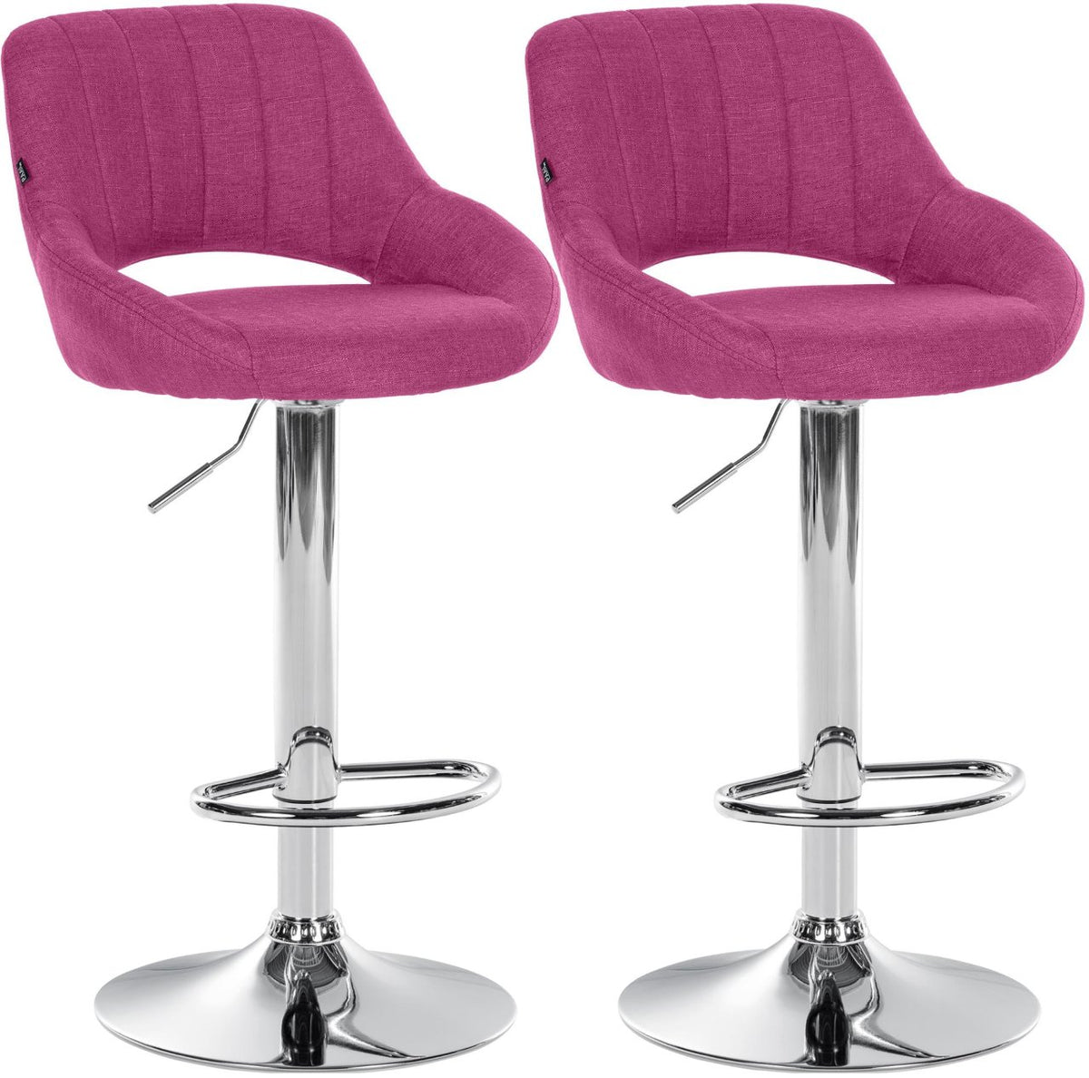 Set van 2 barkrukken Milet stof purper,Metaal in chroomoptiek lila