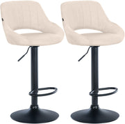 Set van 2 barkrukken Milet stof creme,Metaal mat zwart creme
