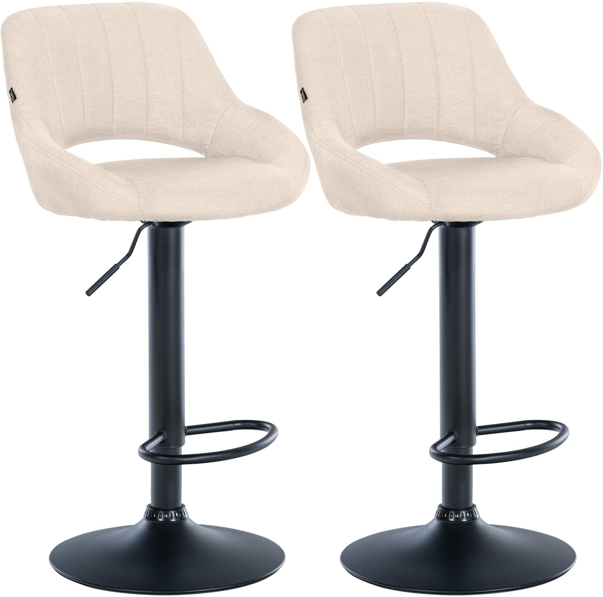 Set van 2 barkrukken Milet stof creme,Metaal mat zwart creme