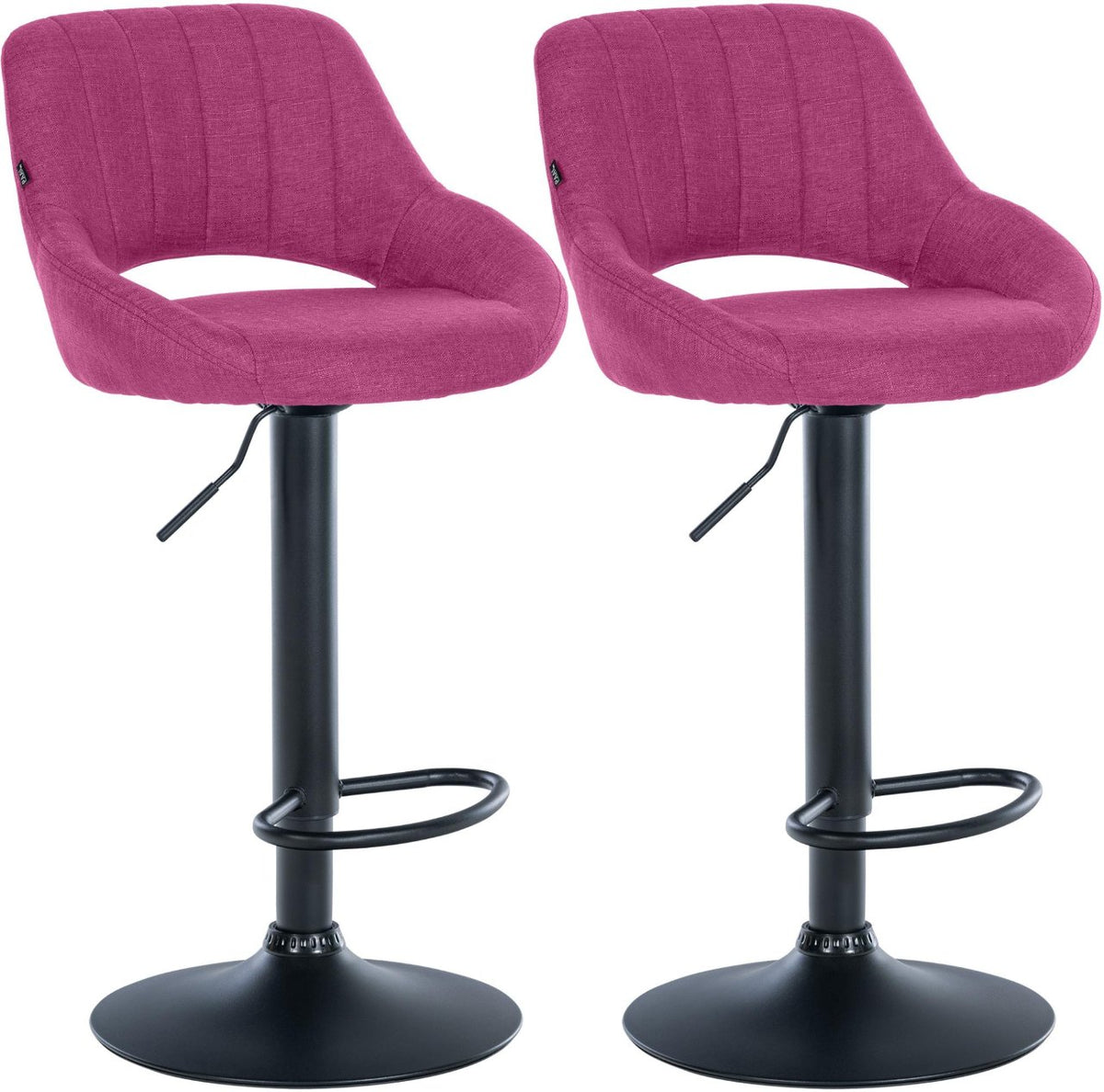 Set van 2 barkrukken Milet stof purper,Metaal mat zwart lila