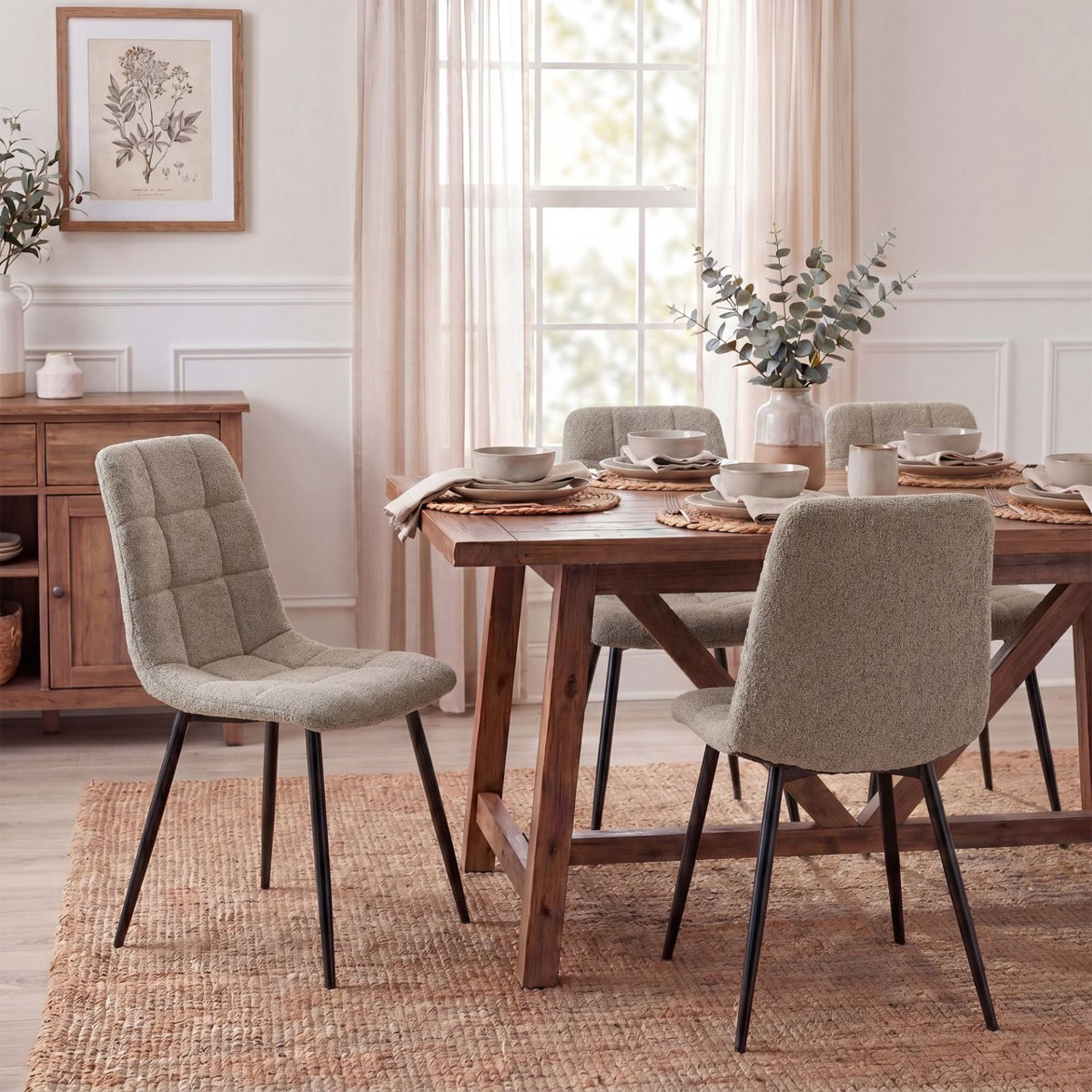 Eetkamerstoel Antibes Teddystof taupe taupe