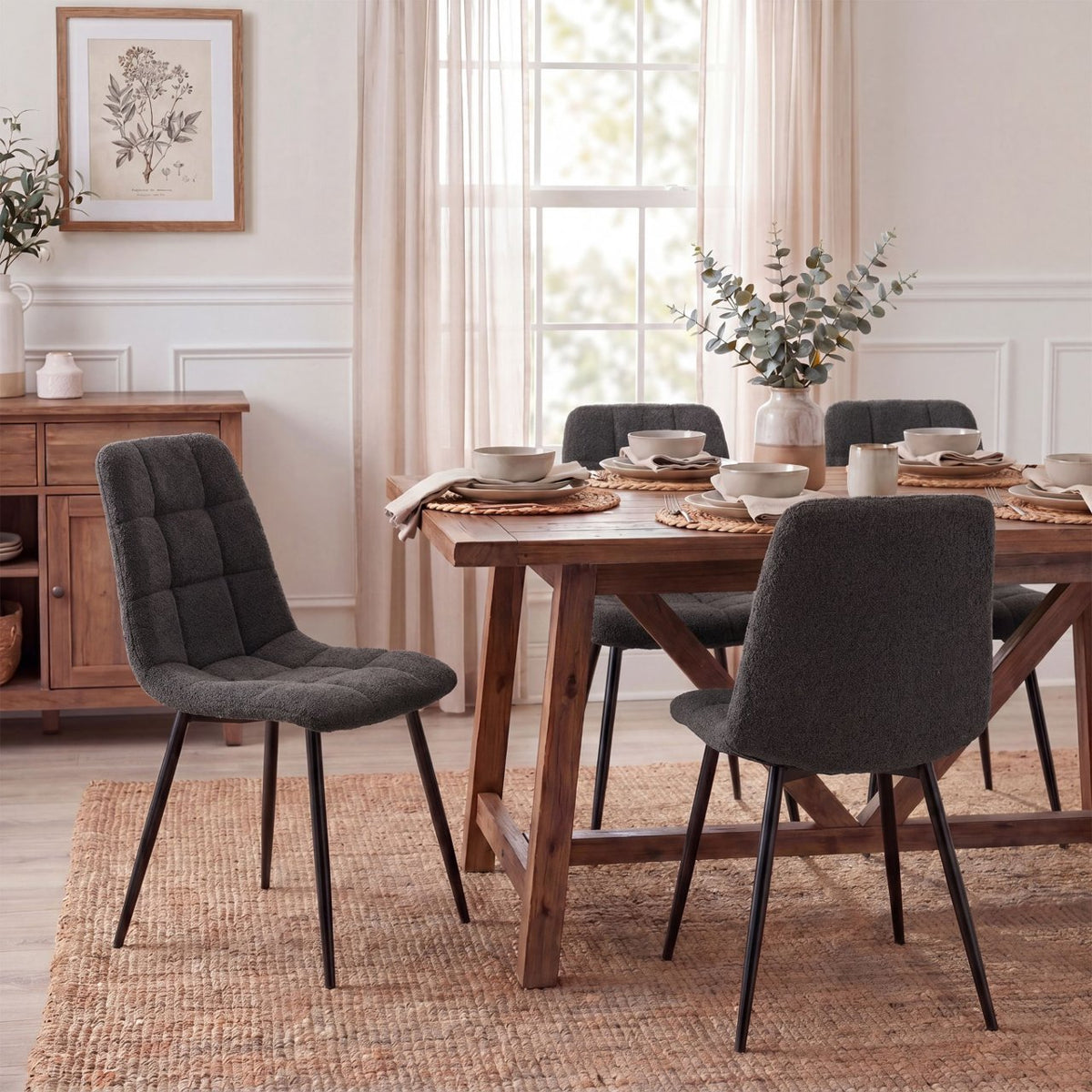 Eetkamerstoel Antibes Teddystof donkergrijs dunkelgrau