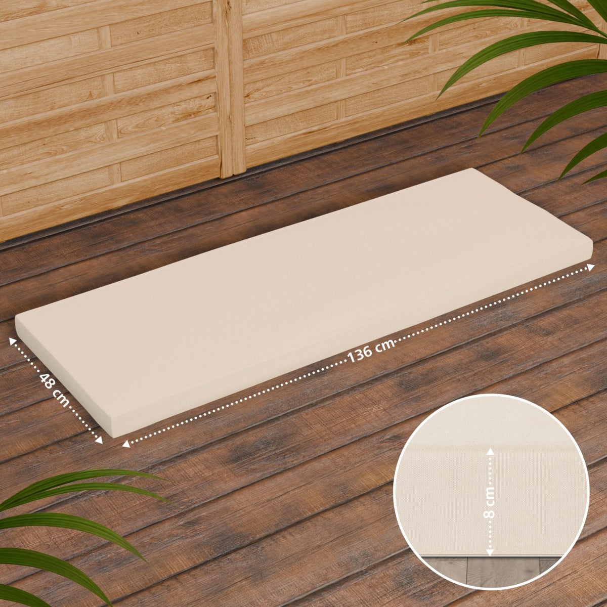 Teakbank Daxon mit Sitzkissen 150 cm creme
