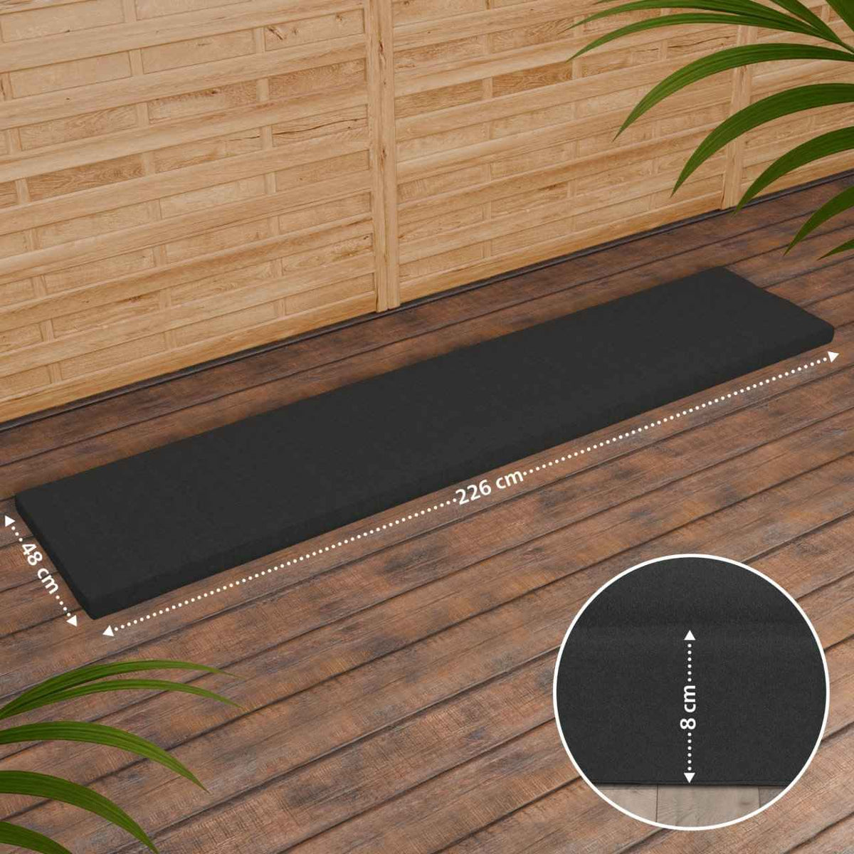 Teakbank Daxon mit Sitzkissen 240 cm dunkelgrau