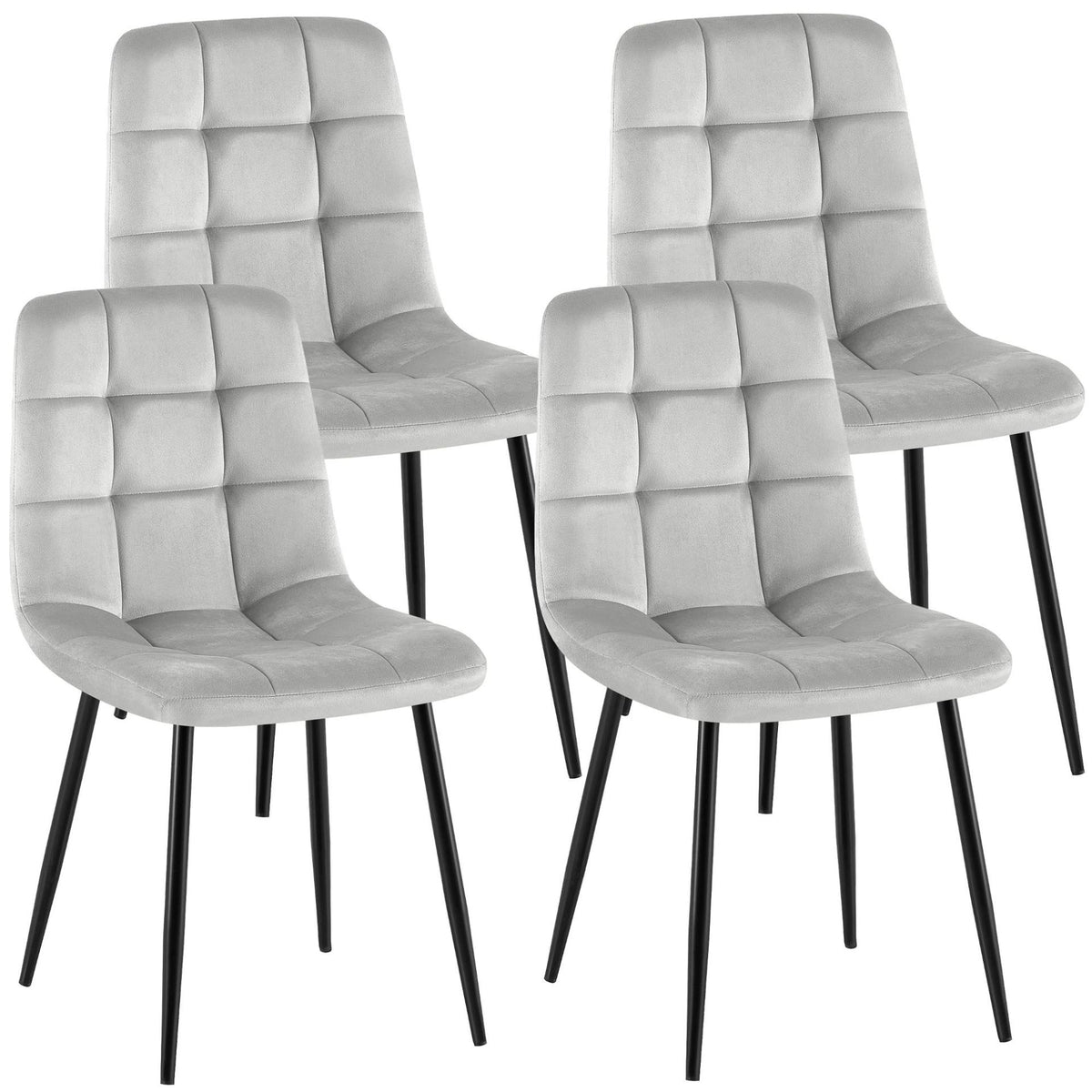 Set van 4 Eetkamerstoelen Antibes Fluweel grijs grau
