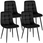 Set van 4 Eetkamerstoelen Antibes Fluweel zwart schwarz