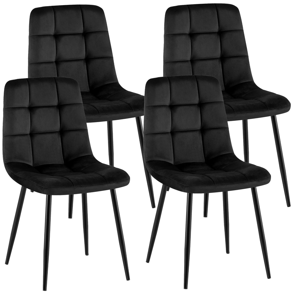 Set van 4 Eetkamerstoelen Antibes Fluweel zwart schwarz