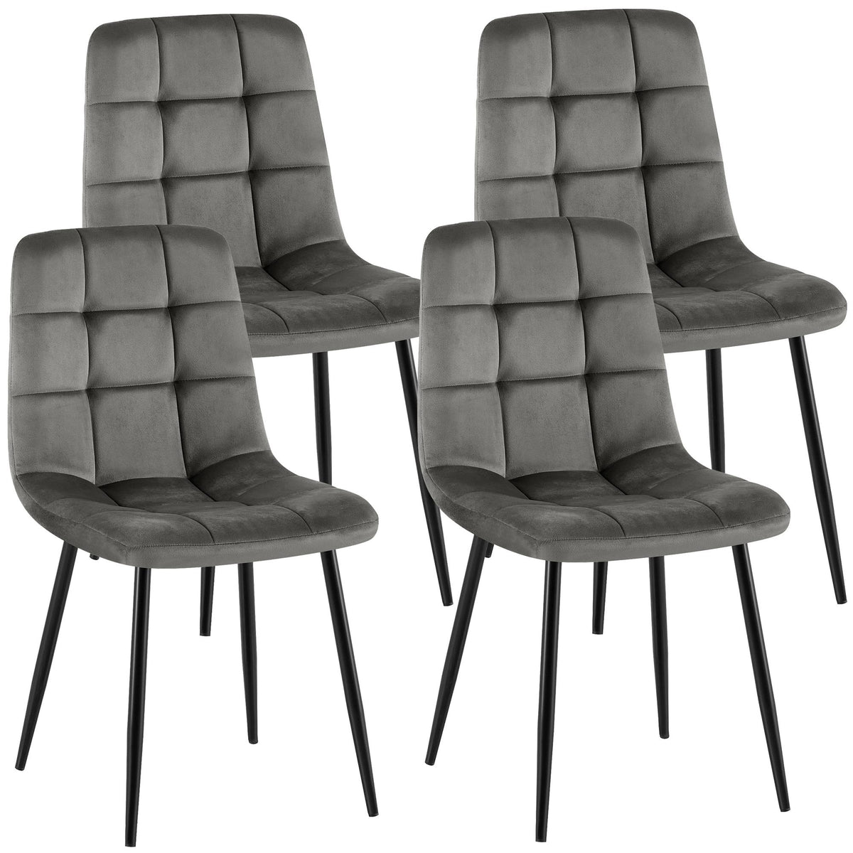 Set van 4 Eetkamerstoelen Antibes Fluweel donkergrijs dunkelgrau