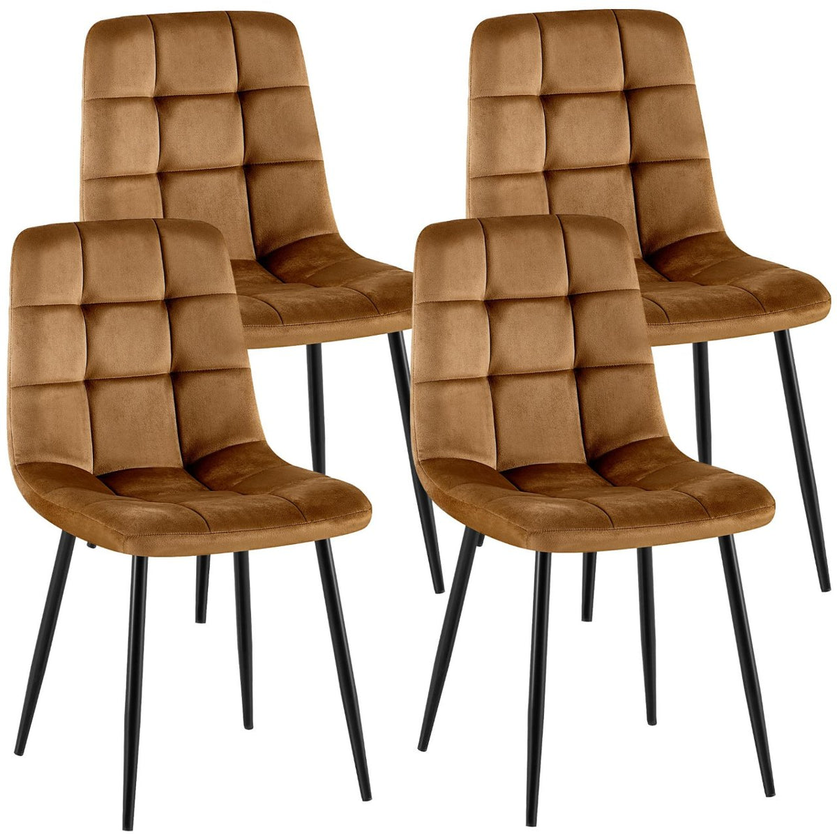 Set van 4 Eetkamerstoelen Antibes Fluweel bruin braun