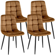 Set van 4 Eetkamerstoelen Antibes Fluweel bruin braun