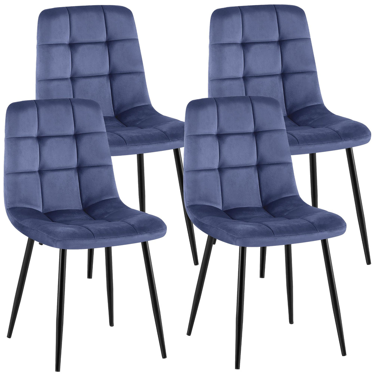 Set van 4 Eetkamerstoelen Antibes Fluweel blauw blau