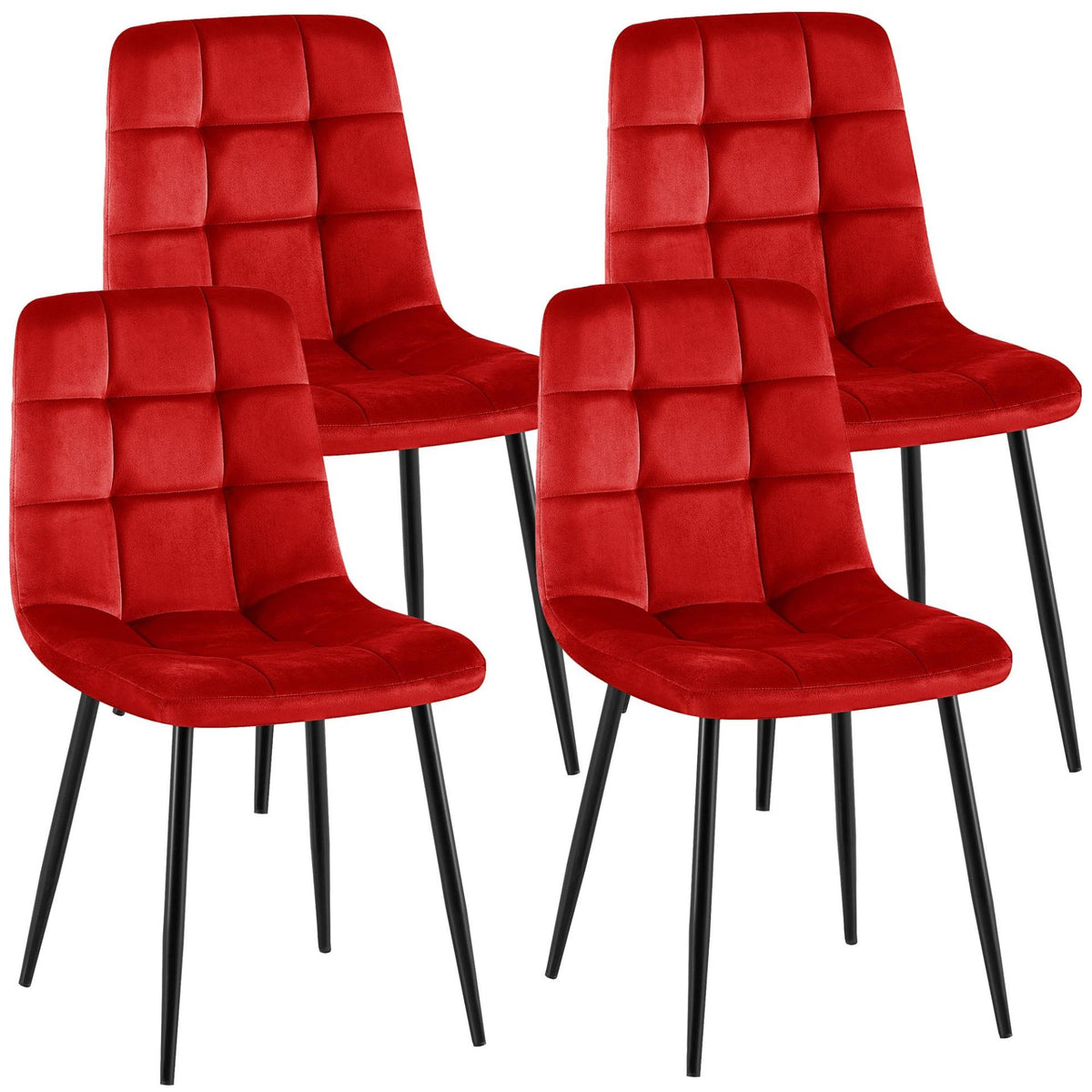 Set van 4 Eetkamerstoelen Antibes Fluweel rood rot