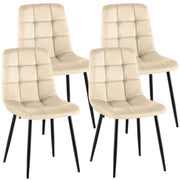 Set van 4 Eetkamerstoelen Antibes Fluweel cremewit cremeweiß