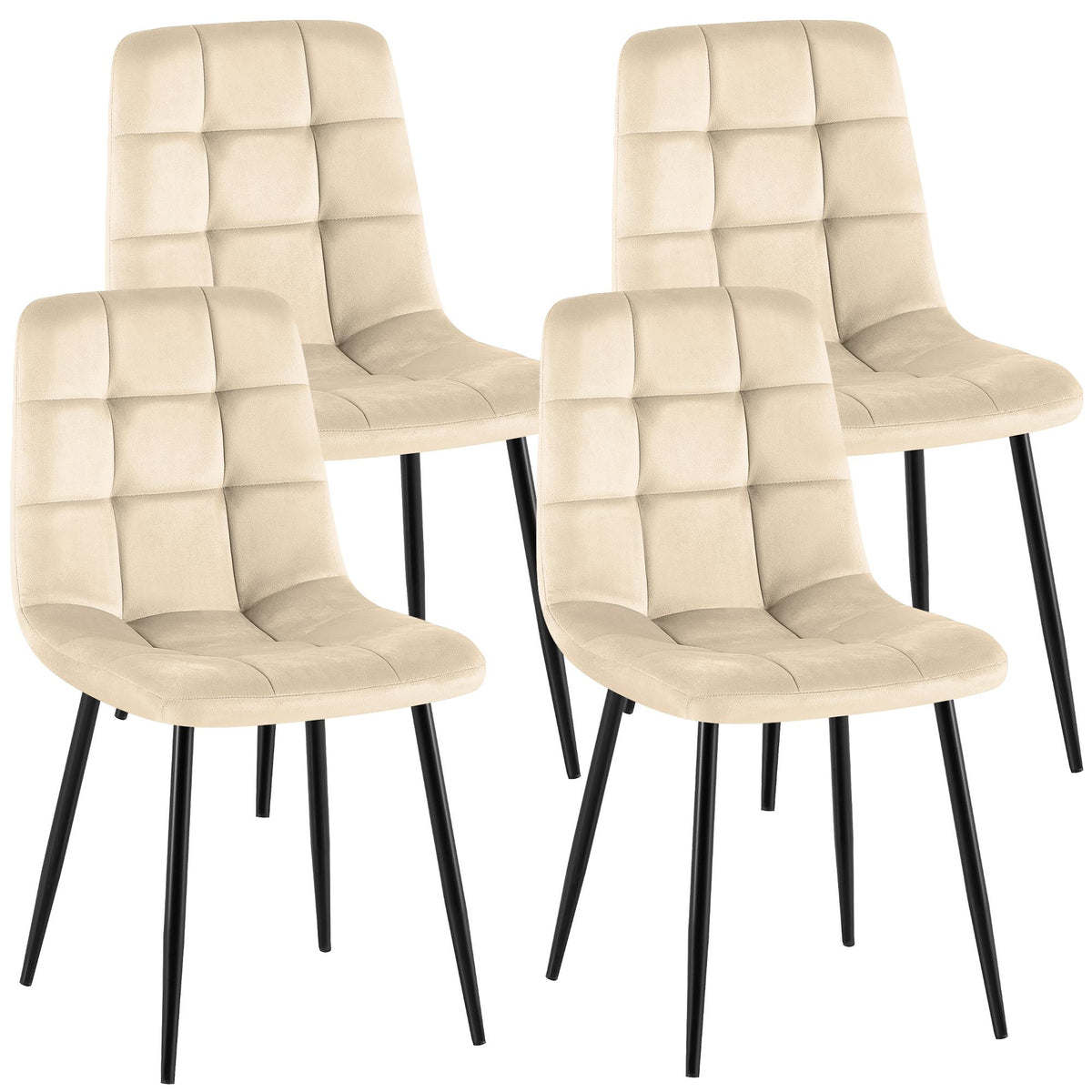 Set van 4 Eetkamerstoelen Antibes Fluweel cremewit cremeweiß