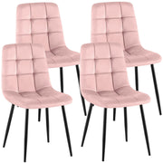 Set van 4 Eetkamerstoelen Antibes Fluweel roze pink