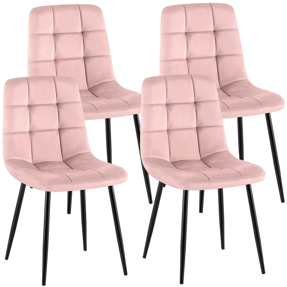 Set van 4 Eetkamerstoelen Antibes Fluweel roze pink