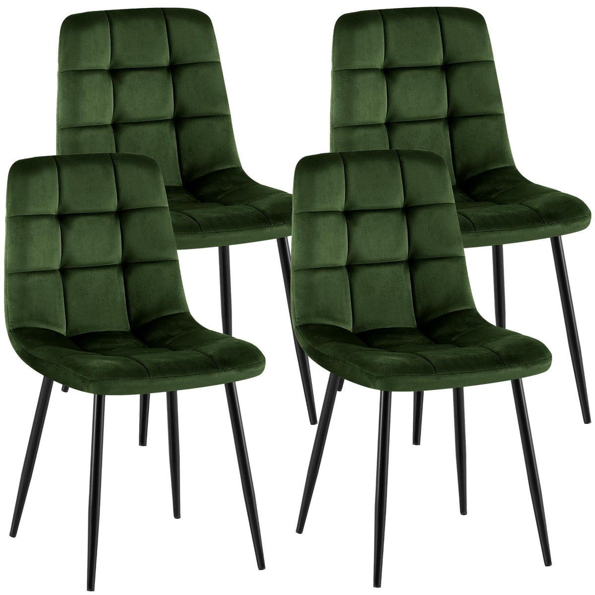 Set van 4 Eetkamerstoelen Antibes Fluweel groen grün