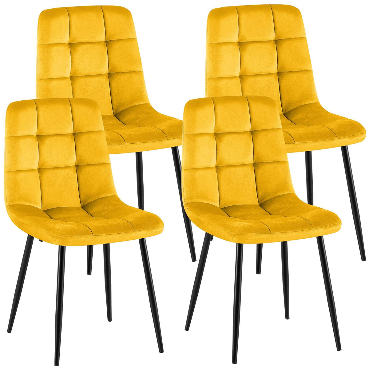 Set van 4 Eetkamerstoelen Antibes Fluweel geel gelb