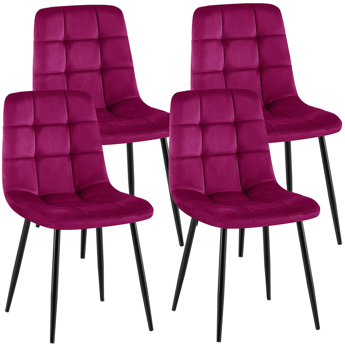 Set van 4 Eetkamerstoelen Antibes Fluweel purper lila