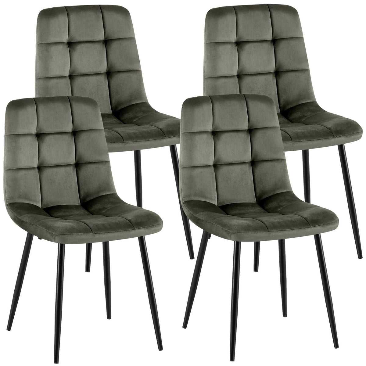 Set van 4 Eetkamerstoelen Antibes Fluweel antraciet anthrazit