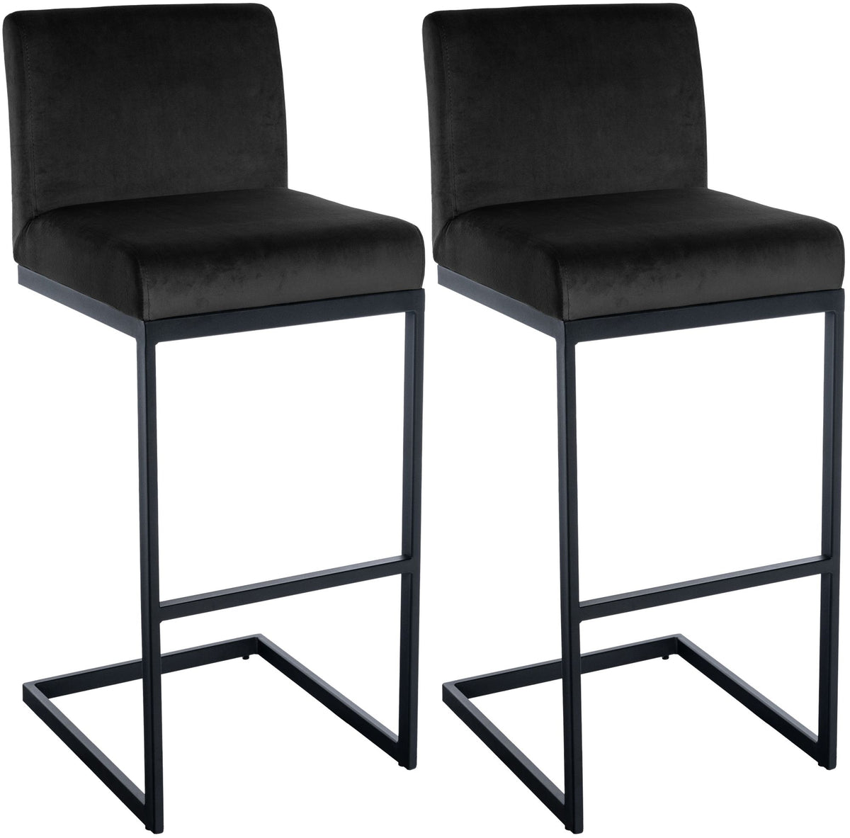 2er Set Barhocker Hopewell Samt B schwarz