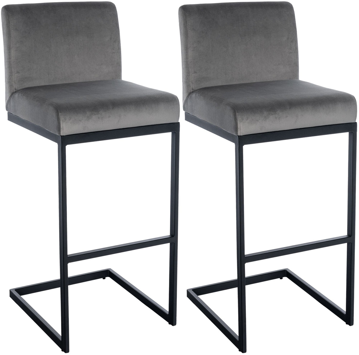 2er Set Barhocker Hopewell Samt B grau