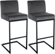 2er Set Barhocker Hopewell Samt B dunkelgrau