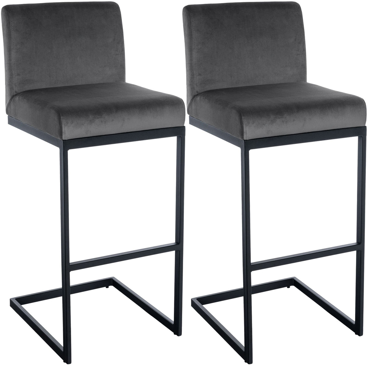 2er Set Barhocker Hopewell Samt B dunkelgrau