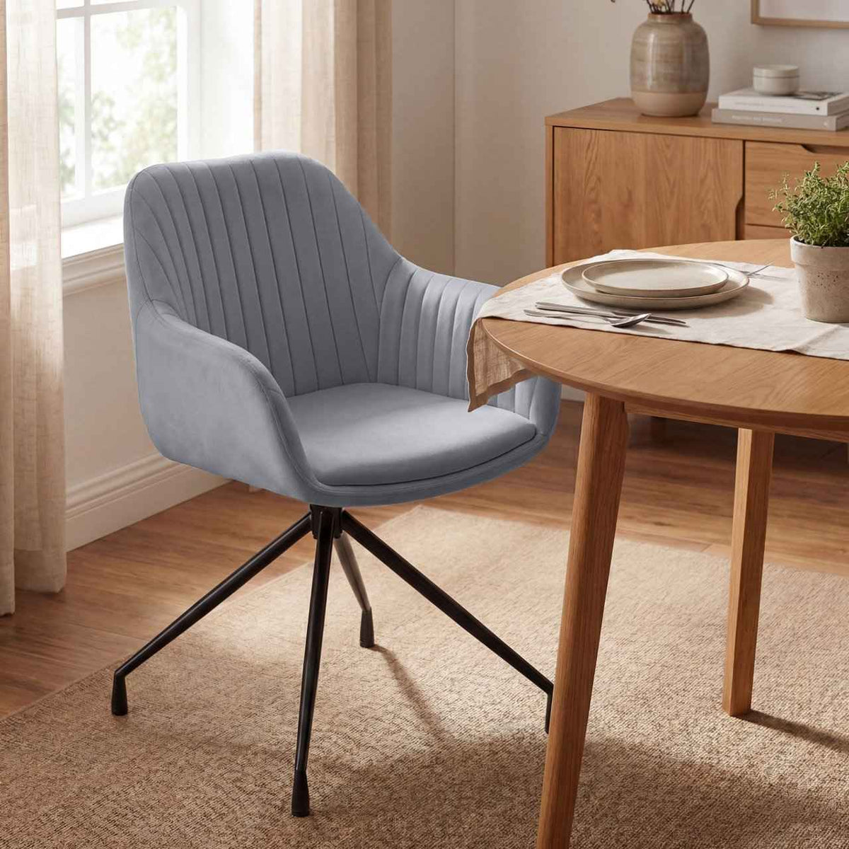 Set van 2 eetkamerstoelen Welby donkergrijs,Fluweel dunkelgrau