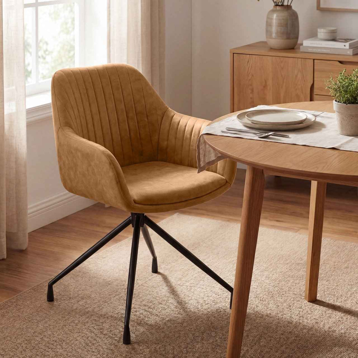 Set van 2 eetkamerstoelen Welby licht bruin,Vintage kunstleer hellbraun