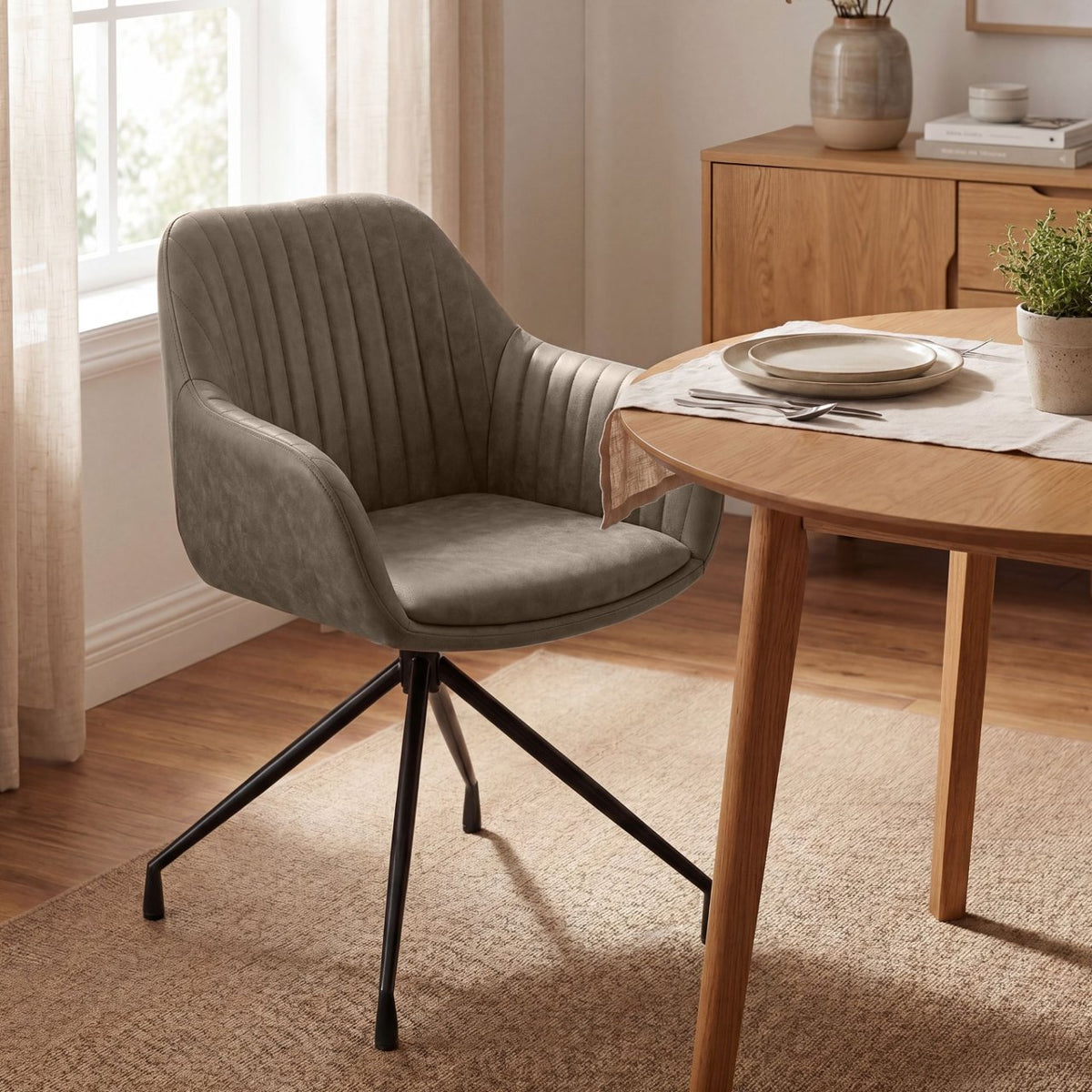 Set van 2 eetkamerstoelen Welby grijs,Vintage kunstleer grau