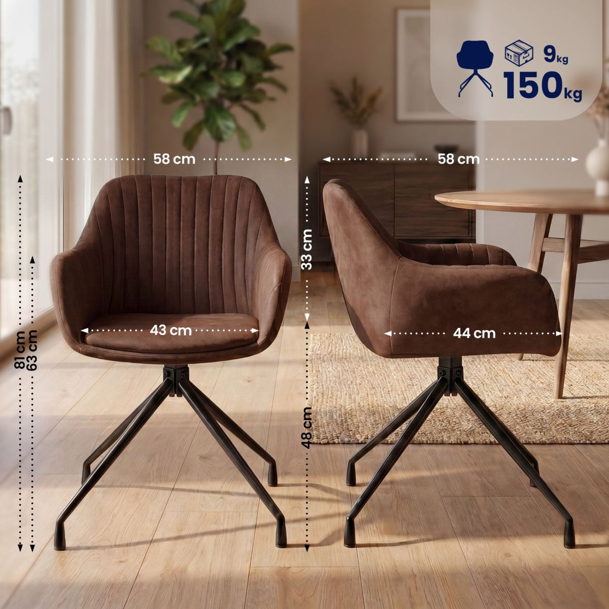 Set van 2 eetkamerstoelen Welby donkerbruin,Vintage kunstleer dunkelbraun