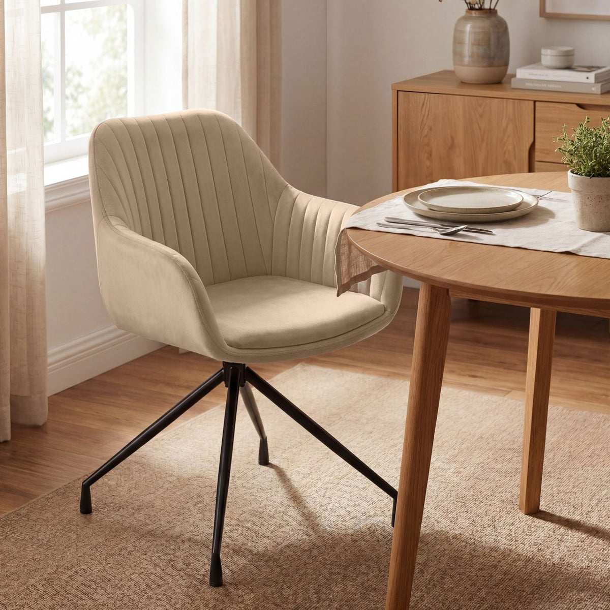 Eetkamerstoel Welby taupe,Fluweel taupe