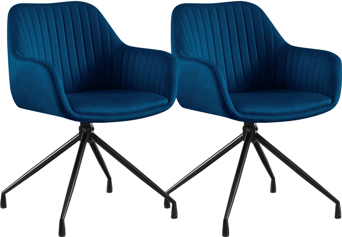 Set van 2 eetkamerstoelen Welby donkerblauw,Fluweel dunkelblau
