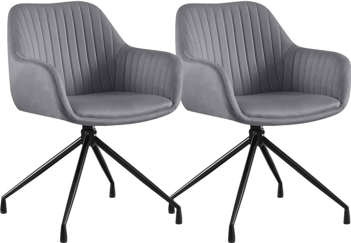 Set van 2 eetkamerstoelen Welby donkergrijs,Fluweel dunkelgrau